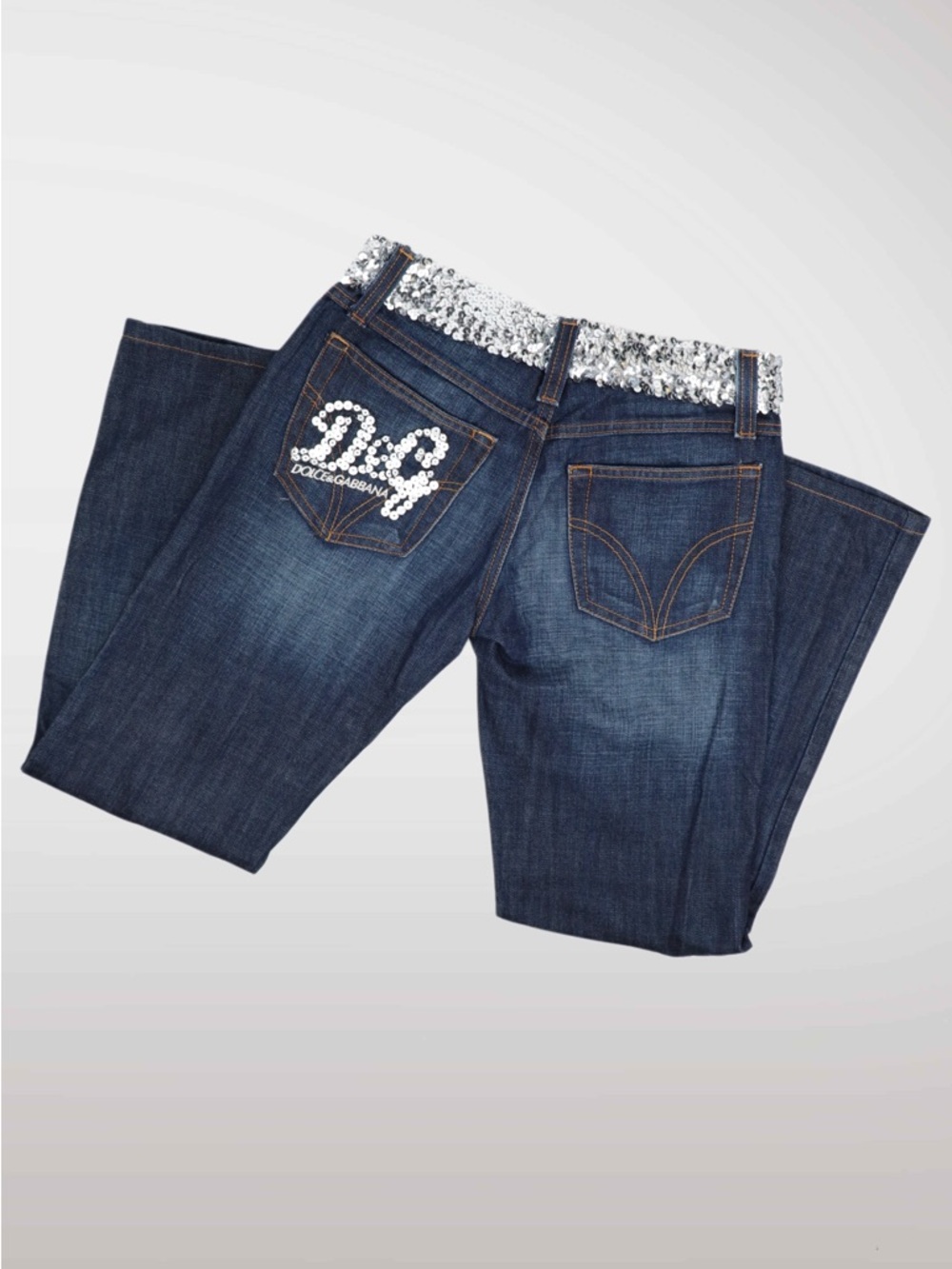 D&G Sequin Low Rise Straight Leg Jeans
